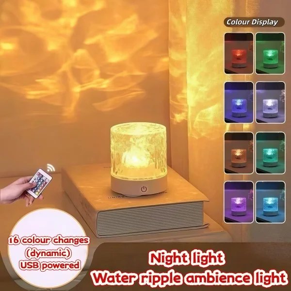 Ripple effect ambient night light, mood lamp, night light, bedside lamp, romantic, gift
Ripple effect ambient night light, mood lamp, night light, bedside lamp, romantic, gift