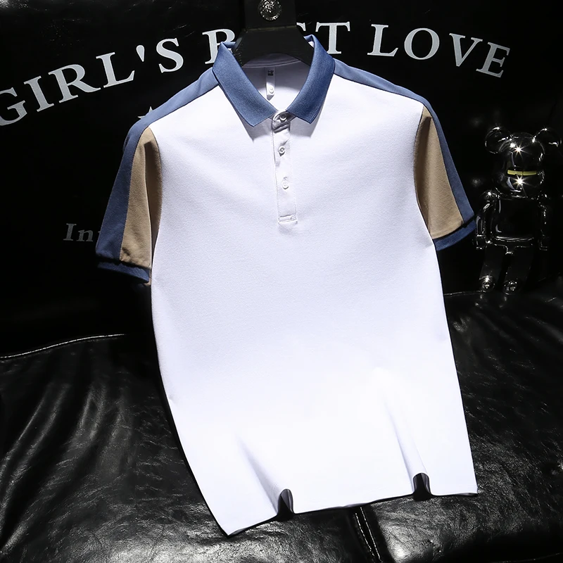 Male Polo Shirt Patchwork Summer New High Quality Mens Short-sleeved Polo Shirt Ice Silk Men's Business Casual Polo Shirt R77
Male Polo Shirt Patchwork Summer New High Quality Mens Short-sleeved Polo Shirt Ice Silk Men's Business Casual Polo Shirt R77
