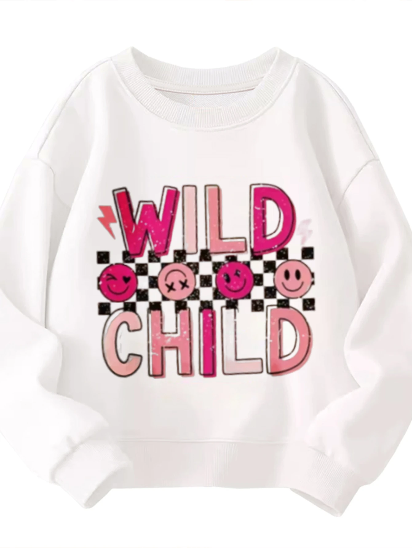 Kids Crew Neck Sweatshirt Wild Child Checkerboard Smile Lightning Boys Girls Graphic Pullover For Playful Kids
Kids Crew Neck Sweatshirt Wild Child Checkerboard Smile Lightning Boys Girls Graphic Pullover For Playful Kids