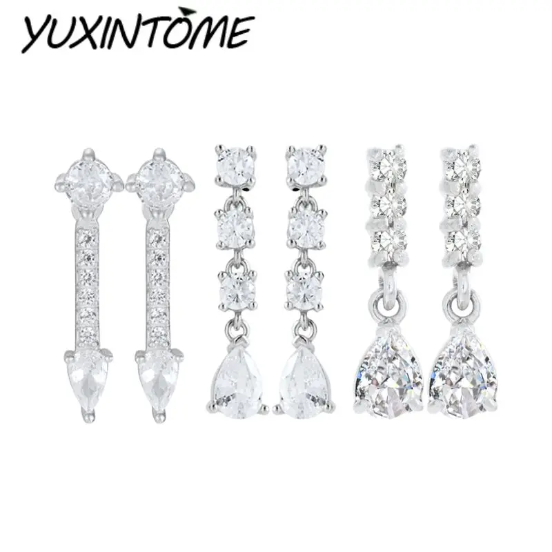 925 Sterling Silver Needle Simple Fashionable Straight Water Droplets Zircon Pendant Earrings Women's Wedding Earrings Jewelry
925 Sterling Silver Needle Simple Fashionable Straight Water Droplets Zircon Pendant Earrings Women's Wedding Earrings Jewelry