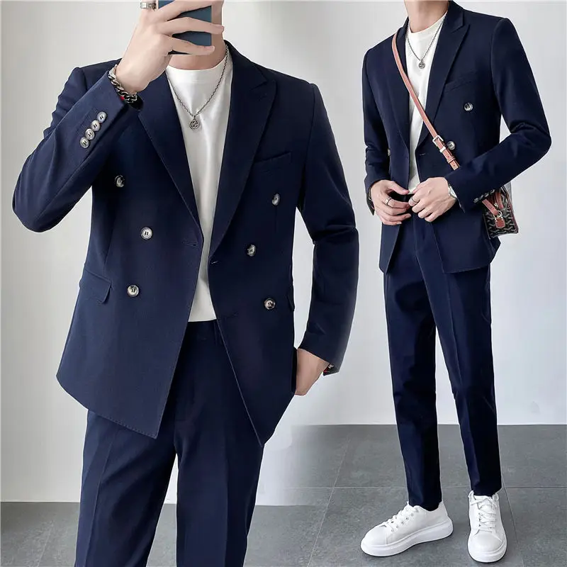 2 Pcs Suit Set Blazers Jacket Pants Fashion Men Casual Business Solid Double Breasted Groom Wedding Formal Dress Suit B13
2 Pcs Suit Set Blazers Jacket Pants Fashion Men Casual Business Solid Double Breasted Groom Wedding Formal Dress Suit B13