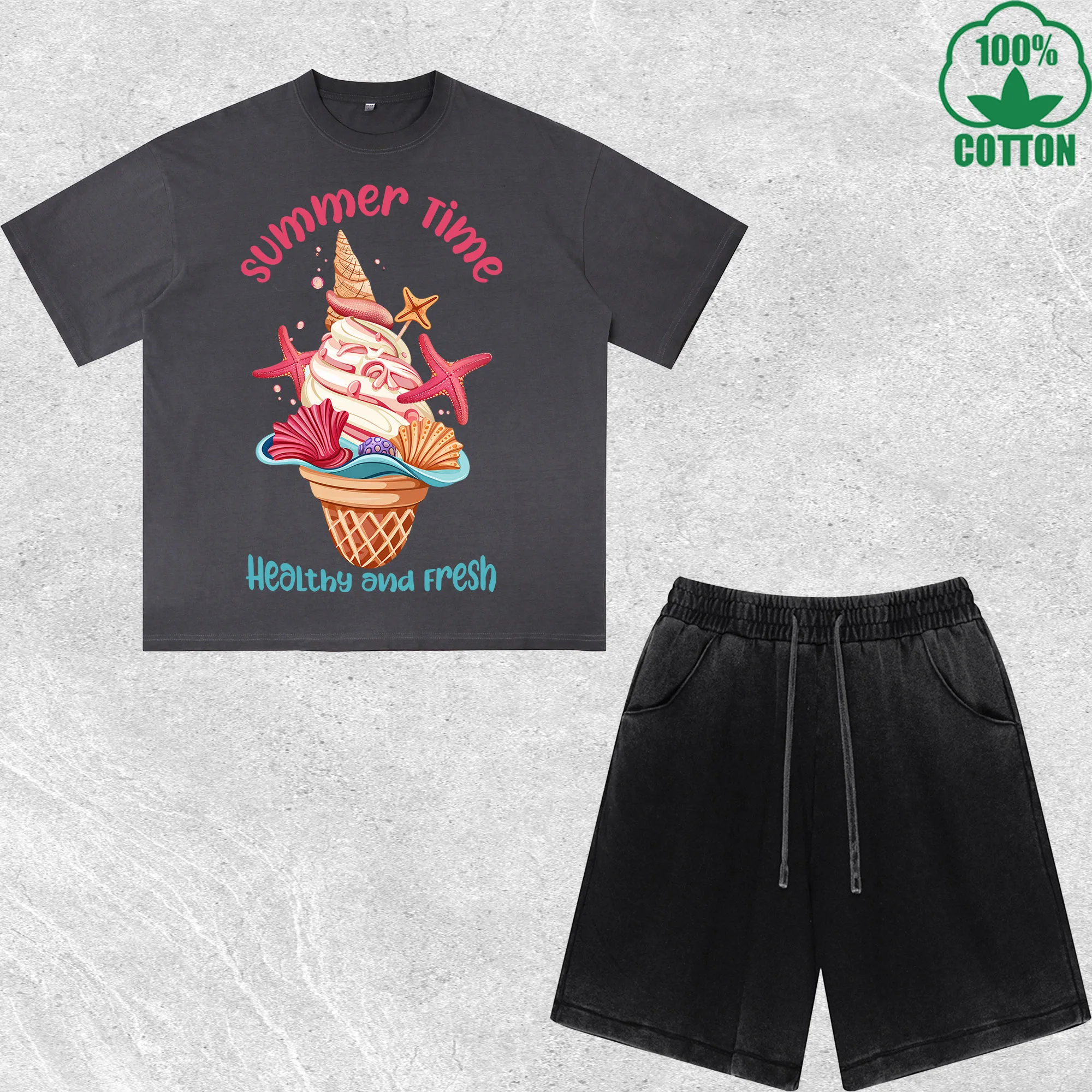 Summer Sublimatio Printed Dirty Wash T-Shirt Shorts Set Multicolor Combo Loose Trendy Fashionable 100%Cotton
Summer Sublimatio Printed Dirty Wash T-Shirt Shorts Set Multicolor Combo Loose Trendy Fashionable 100%Cotton