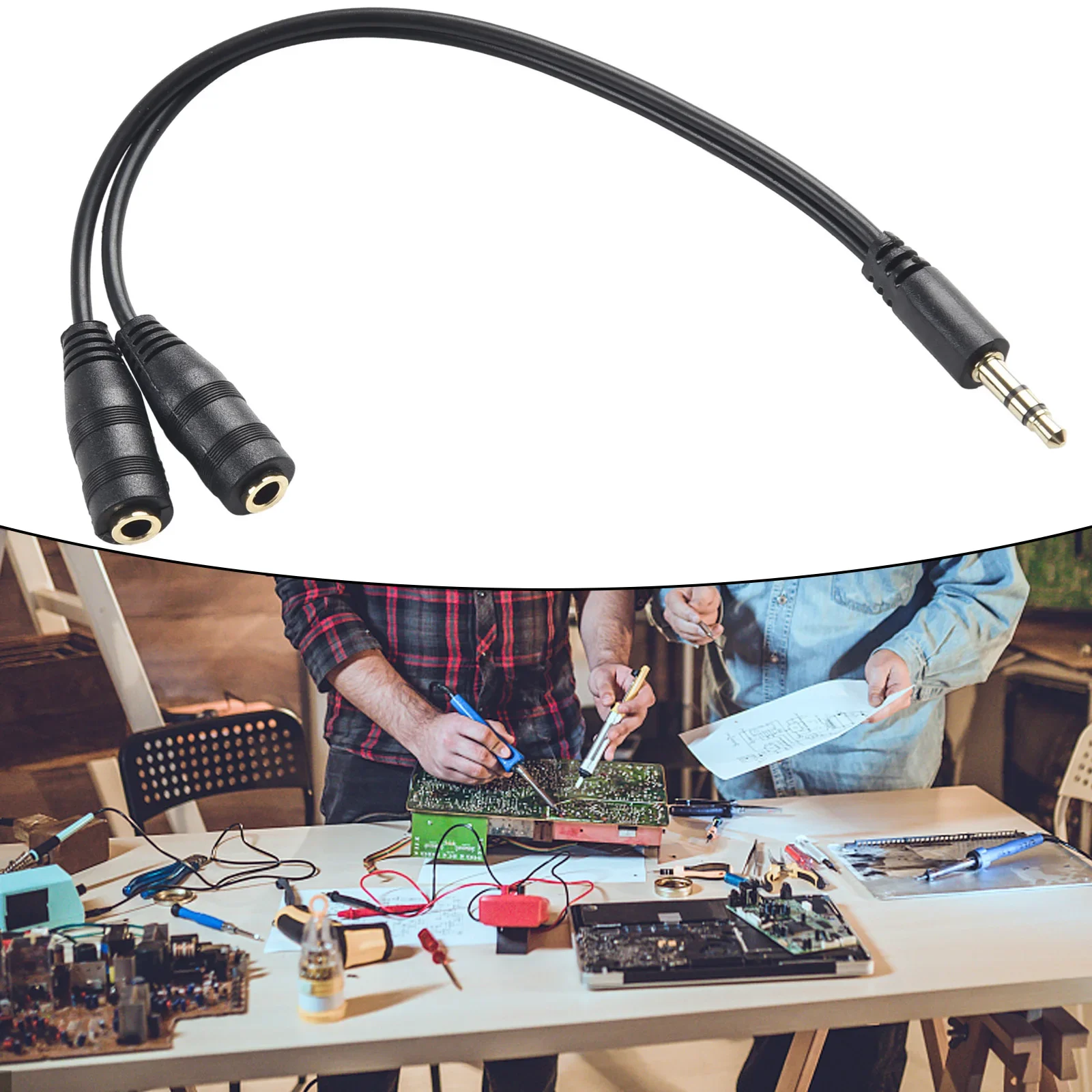 Headphone Audio Splitter Cable with Dual Female Jack Connectors and Male Mini Jack Connector Great for Sharing!
Headphone Audio Splitter Cable with Dual Female Jack Connectors and Male Mini Jack Connector Great for Sharing!