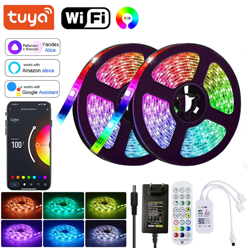 Led Strip Lights For Bedroom Tuya Bluetooth Wifi Alexa Rgb Led Tape Lights Music Sync RGB Led Lights Christmas Wall Decoration
Led Strip Lights For Bedroom Tuya Bluetooth Wifi Alexa Rgb Led Tape Lights Music Sync RGB Led Lights Christmas Wall Decoration