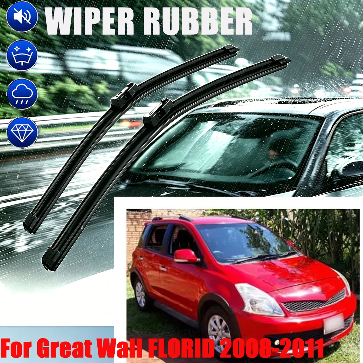 3PCS Front Rear Wiper Blades For Great Wall Florid 2008-2011 24" + 16" + 12" Windshield Windscreen Window
3PCS Front Rear Wiper Blades For Great Wall Florid 2008-2011 24" + 16" + 12" Windshield Windscreen Window