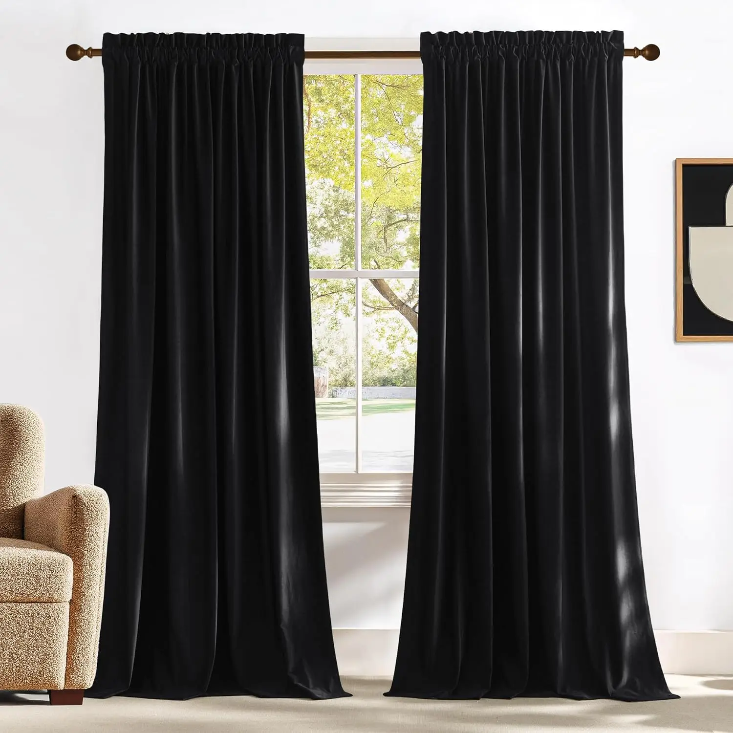 Black Velvet Curtains 120 Inches Long for Backdrops, Thermal Insulated Noise Reducing Drapes for Large Door Windows, 2 Panels
Black Velvet Curtains 120 Inches Long for Backdrops, Thermal Insulated Noise Reducing Drapes for Large Door Windows, 2 Panels
