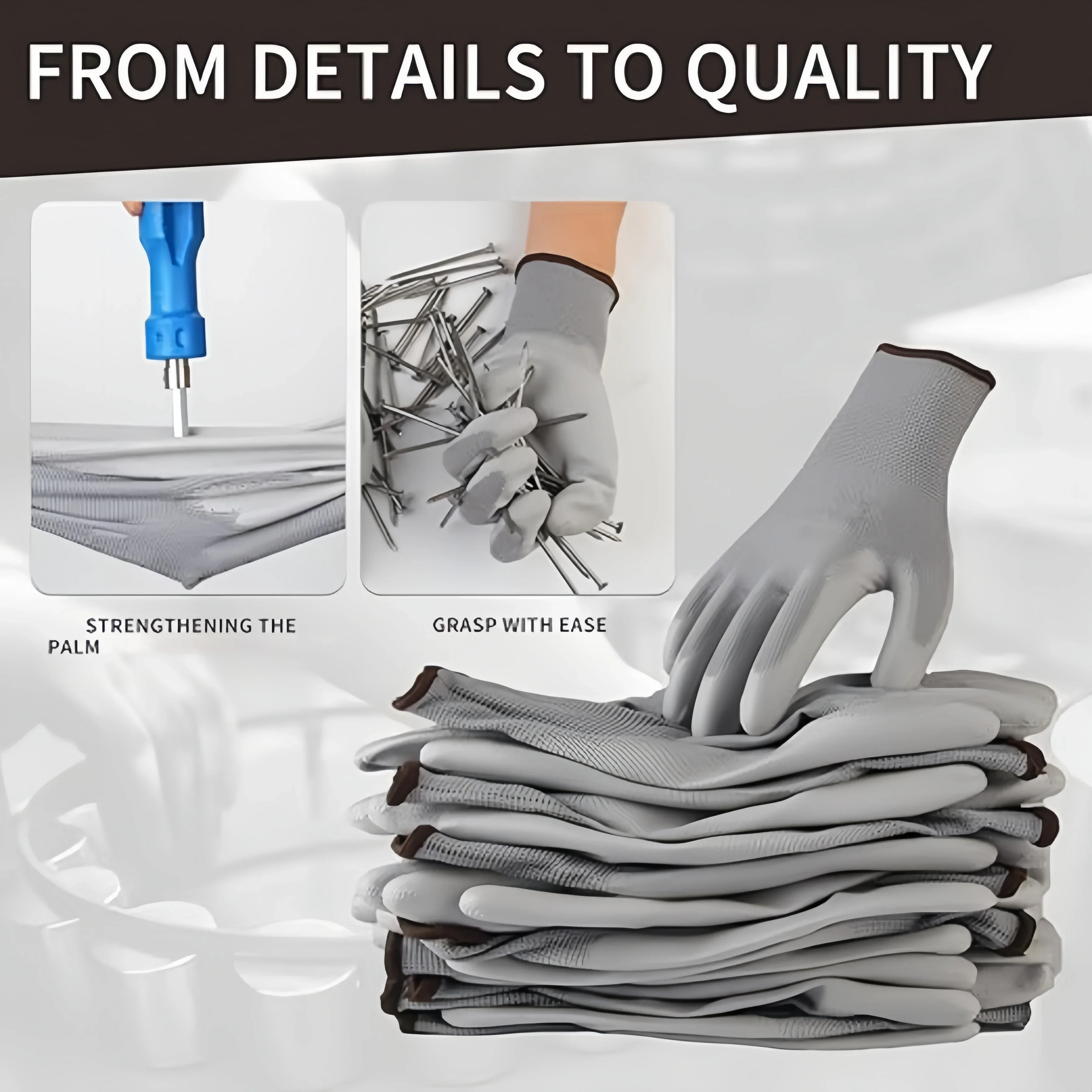 5/10/12Pairs Safety Work Gloves For Men Women PU Coated Palm Finger Grip Anti Slip Breathable Suitable Gardening Decoration Work
5/10/12Pairs Safety Work Gloves For Men Women PU Coated Palm Finger Grip Anti Slip Breathable Suitable Gardening Decoration Work