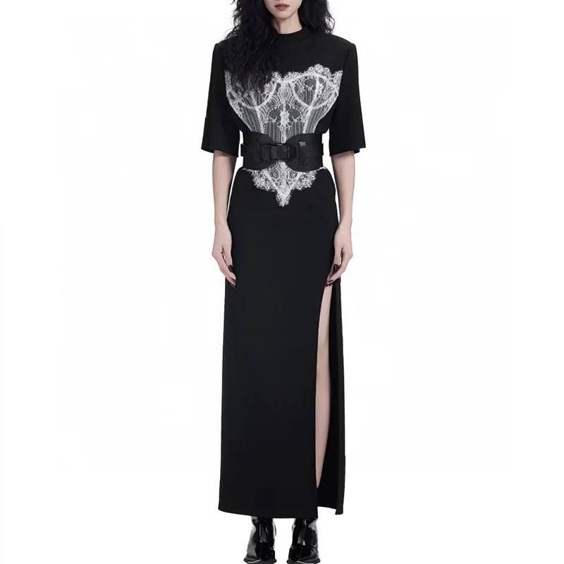 Slimming Lace Splice Shoulder Pad Belt High Waist Autumn New Style Women's Dress Fashionable Casual Wear Cotton Polyester
Slimming Lace Splice Shoulder Pad Belt High Waist Autumn New Style Women's Dress Fashionable Casual Wear Cotton Polyester
