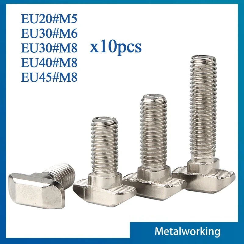 10Pcs/lot Nickel Plated Steel M5 M6 M8 T Hammer Head Bolt Aluminum Connector Screws for EU20/ 30/ 40/4 5 Aluminum Profiles
10Pcs/lot Nickel Plated Steel M5 M6 M8 T Hammer Head Bolt Aluminum Connector Screws for EU20/ 30/ 40/4 5 Aluminum Profiles