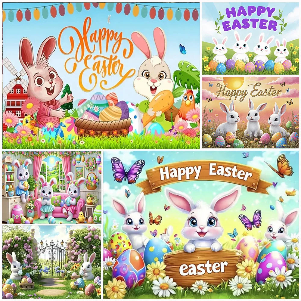 Happy Easter Cute Bunny Party Decoration Cross Colorful Eggs Background Fantasy Spring Wreath Flower Backdrop Photography Props
Happy Easter Cute Bunny Party Decoration Cross Colorful Eggs Background Fantasy Spring Wreath Flower Backdrop Photography Props