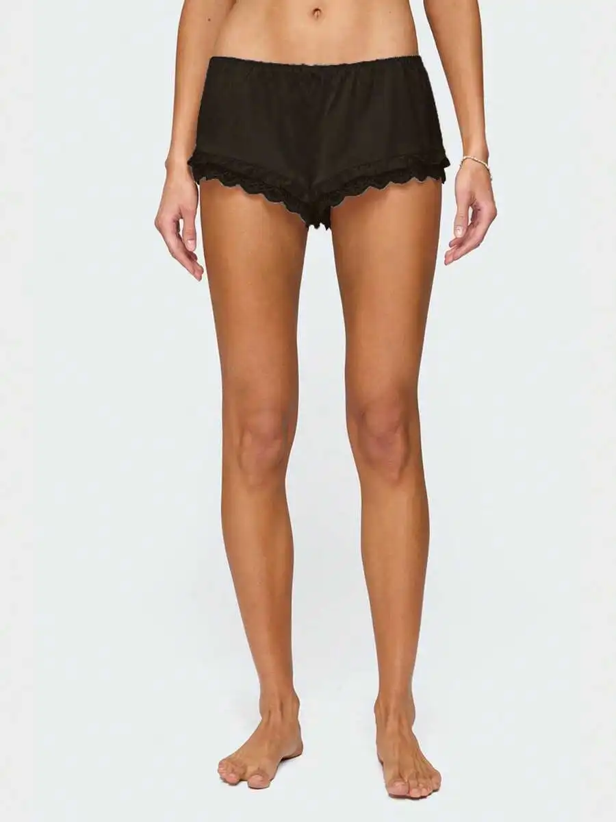Lace Satin Sleep Shorts For Women Elastic Waist Ruffle Hem Solid Color Mini Lounge Bottoms
Lace Satin Sleep Shorts For Women Elastic Waist Ruffle Hem Solid Color Mini Lounge Bottoms