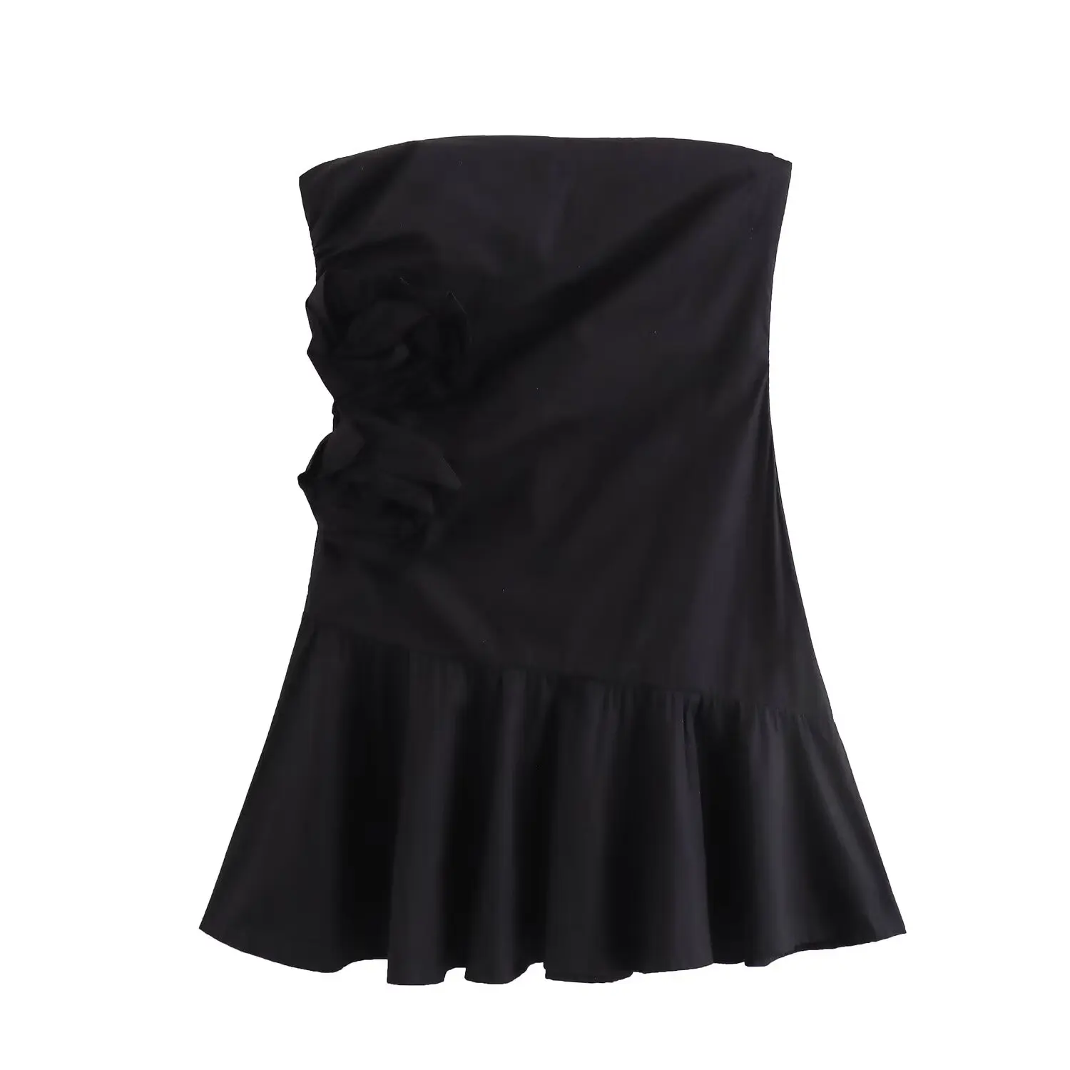 TRAFZA Summer Female Elegant Hem Pleated Black Solid Flower Decorative Tube Top Dress Sleeveless Back Zipper Dresses Mujer
TRAFZA Summer Female Elegant Hem Pleated Black Solid Flower Decorative Tube Top Dress Sleeveless Back Zipper Dresses Mujer