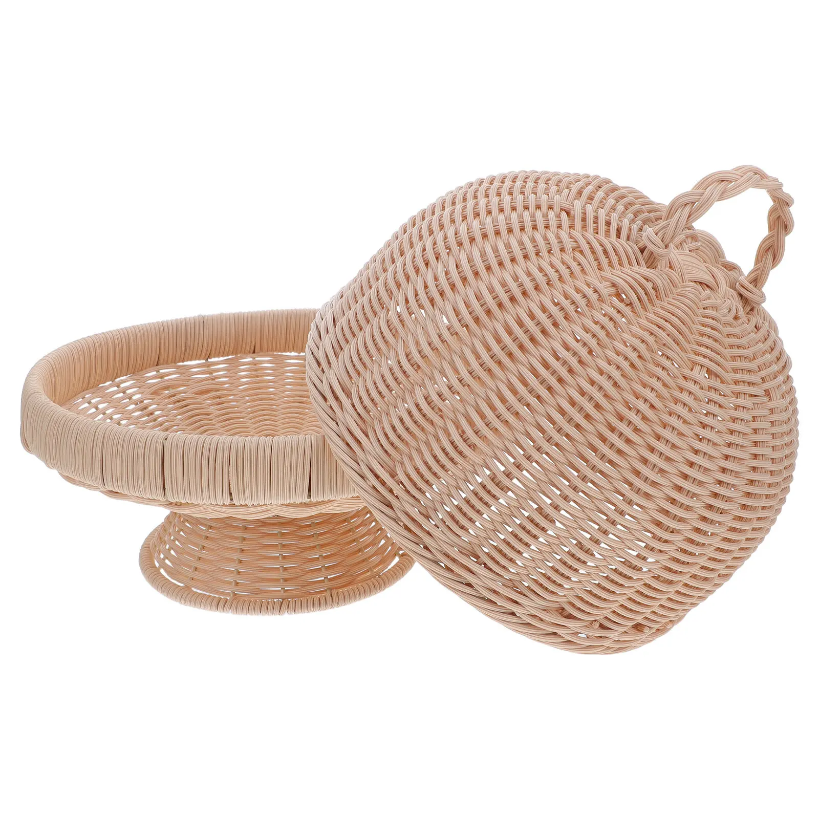 Natural Wicker Round Storage Tray with Cover Woven Bread Basket Fruit Container Snack Organizer for Kitchen Pantry Picnic
Natural Wicker Round Storage Tray with Cover Woven Bread Basket Fruit Container Snack Organizer for Kitchen Pantry Picnic