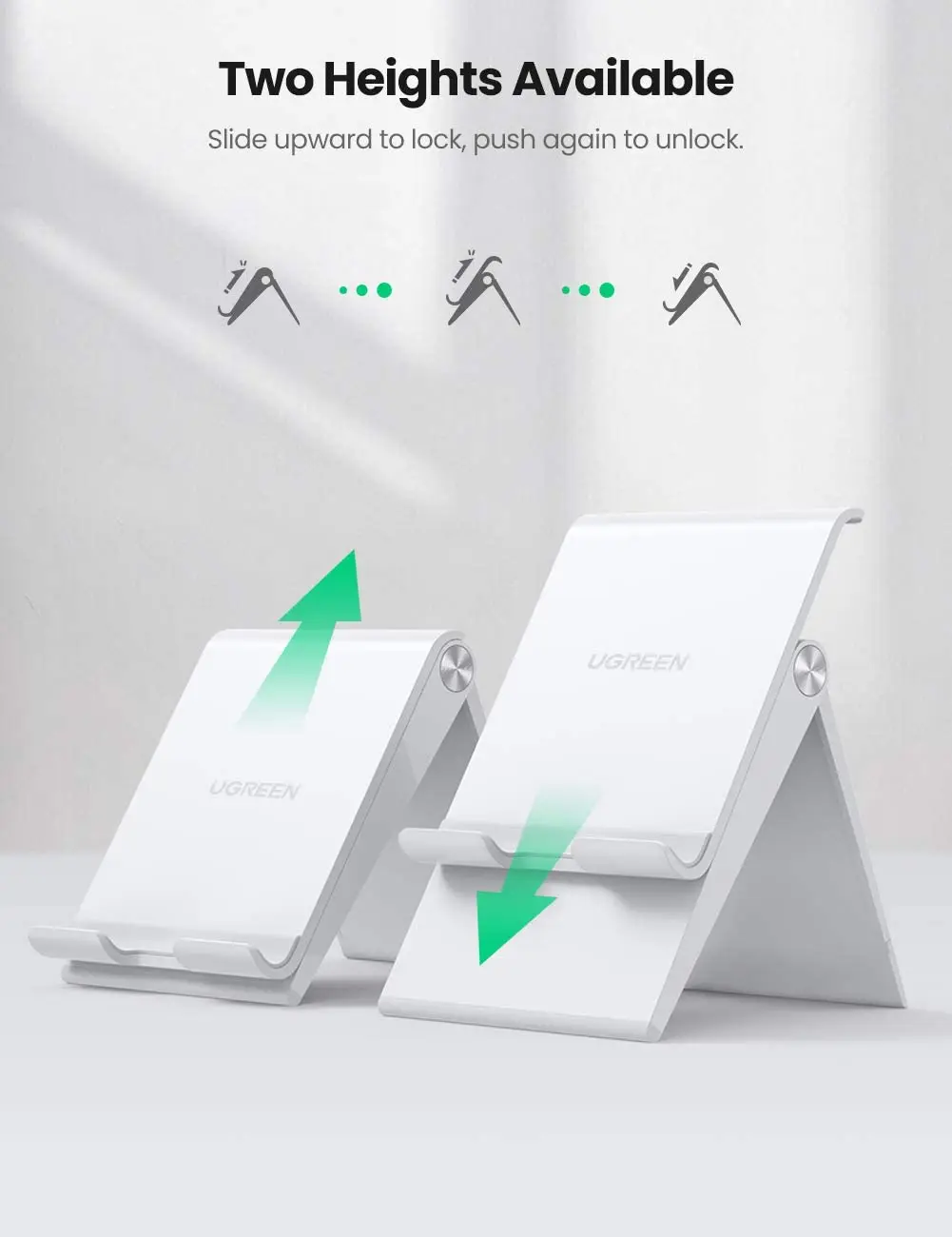 UGREEN Handy Cell Phone Stand Light-weighted Holder Desk Adjustable Stand Small Foldable Portable for phone
UGREEN Handy Cell Phone Stand Light-weighted Holder Desk Adjustable Stand Small Foldable Portable for phone