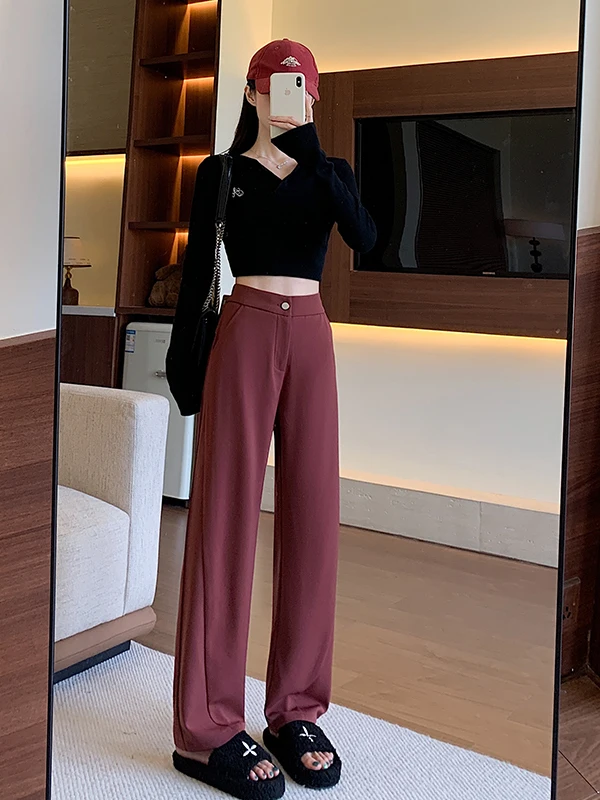 High Waist Wide Leg Pants Casual Straight Cut Floor Length Women's Suiting Trousers Draping Loose Fit Cotton Blend
High Waist Wide Leg Pants Casual Straight Cut Floor Length Women's Suiting Trousers Draping Loose Fit Cotton Blend