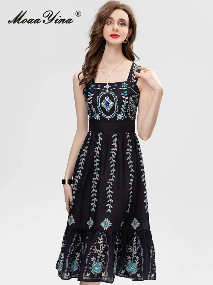 MoaaYina Autumn Fashion Designer Vintage Print Sling Dress Women Square Collar Diamond Ruffles High Waist Slim A-LINE Long Dress
MoaaYina Autumn Fashion Designer Vintage Print Sling Dress Women Square Collar Diamond Ruffles High Waist Slim A-LINE Long Dress