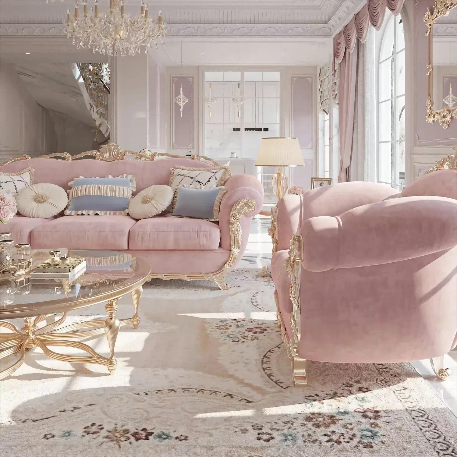 Carved fabric three-person sofa
Carved fabric three-person sofa