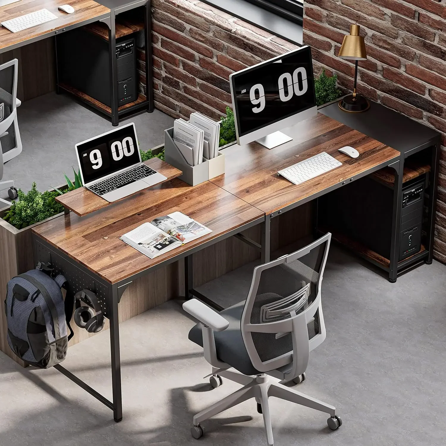 A A Double-sided L-shaped desk with monitor stand 58 inch corner desk study writing computer desk with storage rack home office
A A Double-sided L-shaped desk with monitor stand 58 inch corner desk study writing computer desk with storage rack home office