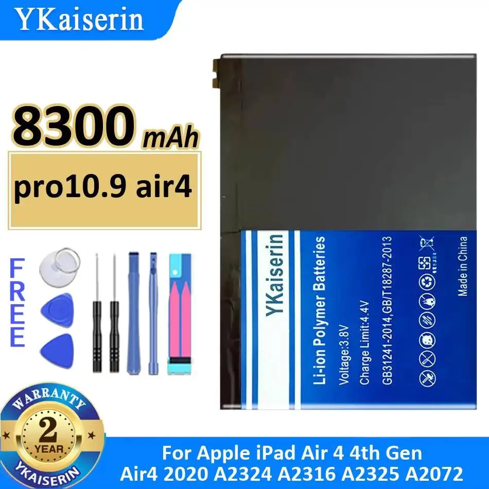 Stable Tablet Battery 8300mAh For Apple iPad Air 4 4th Gen Air4 2020 A2324 A2316 A2325 A2072 pro10.9 High Compatibility
Stable Tablet Battery 8300mAh For Apple iPad Air 4 4th Gen Air4 2020 A2324 A2316 A2325 A2072 pro10.9 High Compatibility