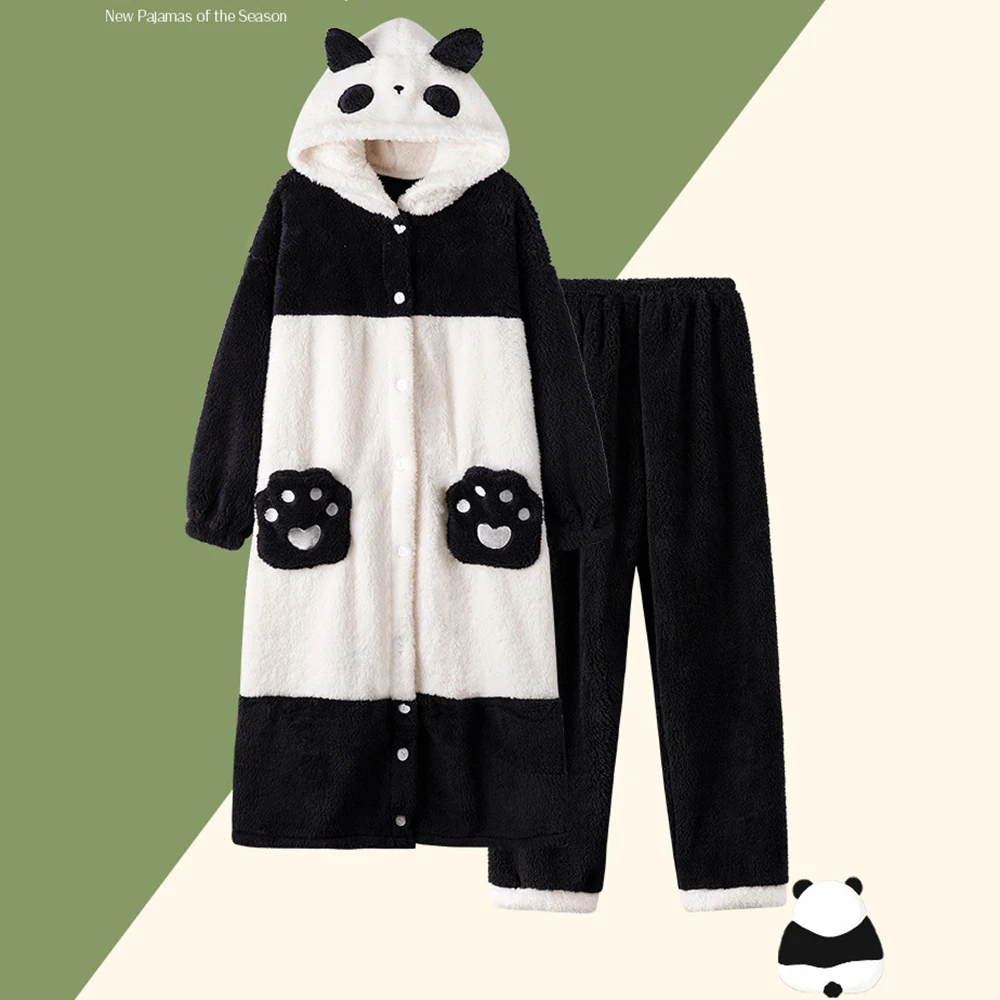 Coral Fleece Animal Nightgown With Pants Two Pieces Set Women Winter Flannel Warm Princess Long Sweet Bathrobe Panda Pajamas Set
Coral Fleece Animal Nightgown With Pants Two Pieces Set Women Winter Flannel Warm Princess Long Sweet Bathrobe Panda Pajamas Set