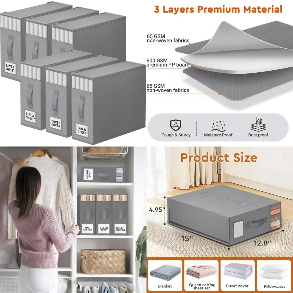 Складные простыни-органайзеры из 6 штук с окном и этикетками, прочное хранилище для простыней, пододеяльников и одеял серого цвета
Складные простыни-органайзеры из 6 штук с окном и этикетками, прочное хранилище для простыней, пододеяльников и одеял серого цвета