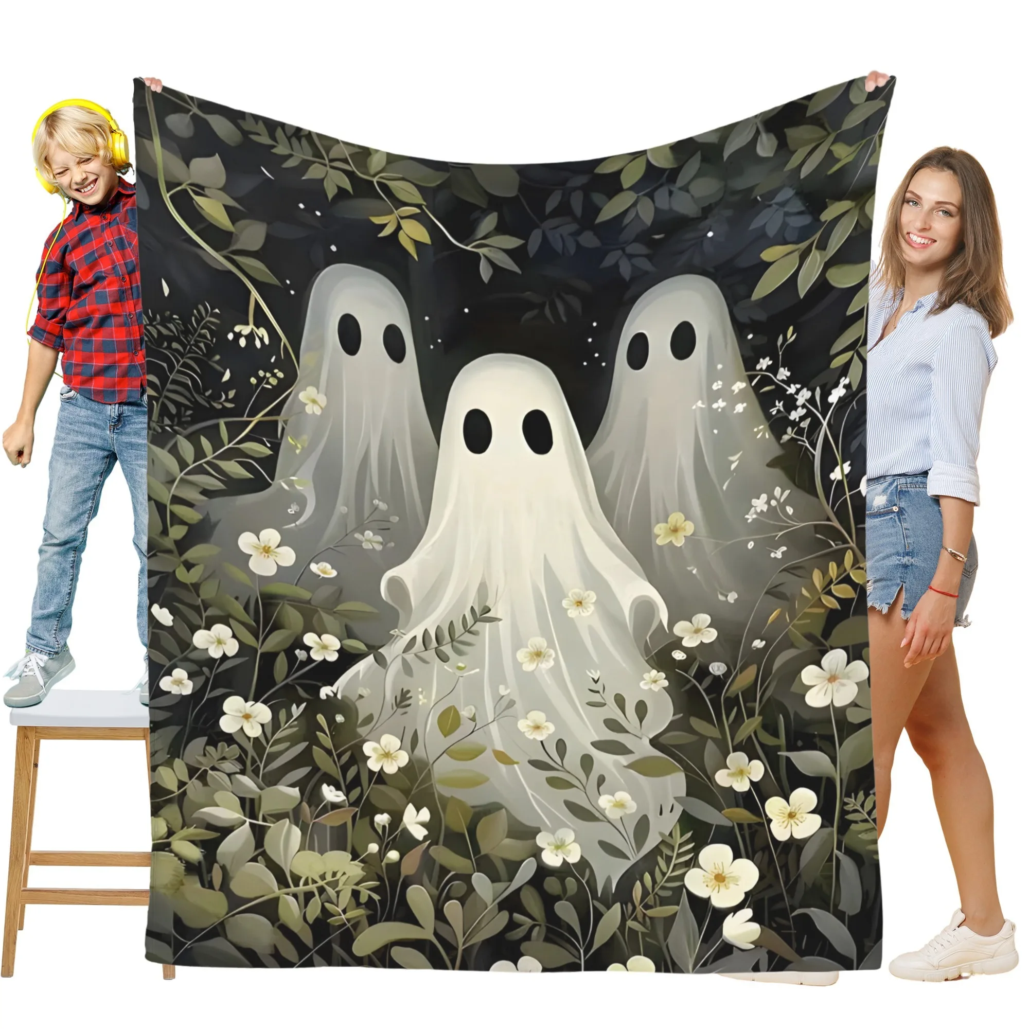 Forest style ghost floral pattern flannel blanket is soft and warm, suitable for all seasons, suitable for sofas, beds, offices,
Forest style ghost floral pattern flannel blanket is soft and warm, suitable for all seasons, suitable for sofas, beds, offices,