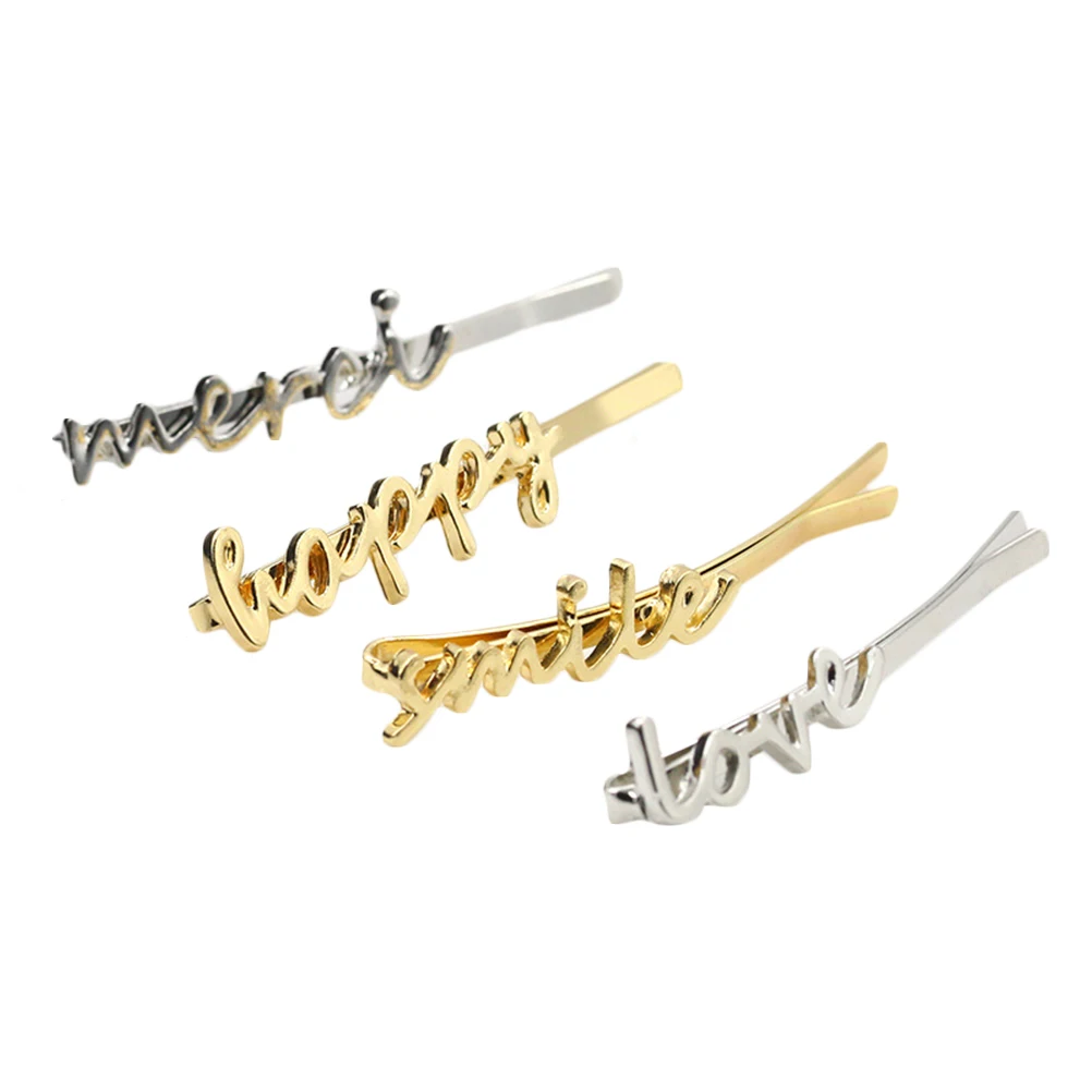 4Pcs Letter Hairpin Gold Clip Pins for Women Stylish Alloy Bang Clips Bobby Pins Wedding Party Daily Use Durable Long Time
4Pcs Letter Hairpin Gold Clip Pins for Women Stylish Alloy Bang Clips Bobby Pins Wedding Party Daily Use Durable Long Time