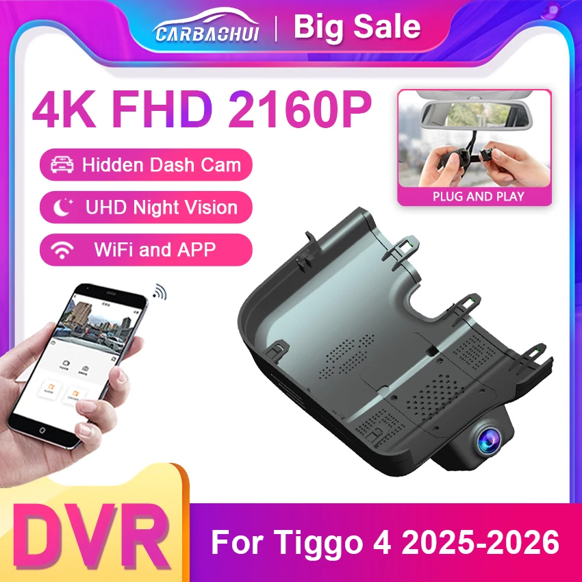 For Chery Tiggo 4 Tiggo 7 Ultimate 2024-2026, 4K Dash Cam Front and Rear Car DVR Camera Plug and Play Wifi Video Recorder
For Chery Tiggo 4 Tiggo 7 Ultimate 2024-2026, 4K Dash Cam Front and Rear Car DVR Camera Plug and Play Wifi Video Recorder