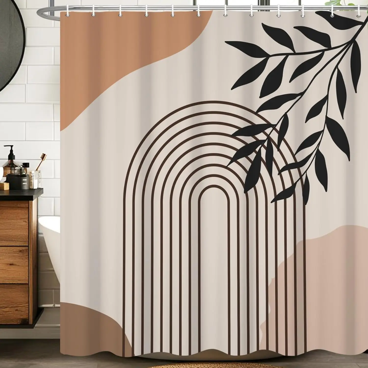 Minimalist Arch Leaves Pattern Shower Curtain Earth Tone Design Boho Style Modern Bathroom Decor Waterproof Curtain
Minimalist Arch Leaves Pattern Shower Curtain Earth Tone Design Boho Style Modern Bathroom Decor Waterproof Curtain