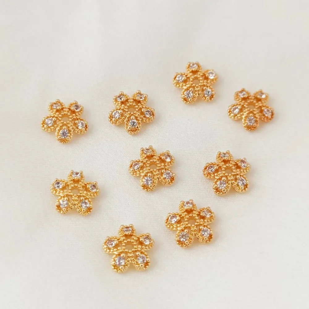 14K Gold-plated Zircon Flower Stand 8mm Embossed Snowflake Hat, Diy Handcrafted Bracelet, Beaded Stand, Beaded Hat Matching
14K Gold-plated Zircon Flower Stand 8mm Embossed Snowflake Hat, Diy Handcrafted Bracelet, Beaded Stand, Beaded Hat Matching