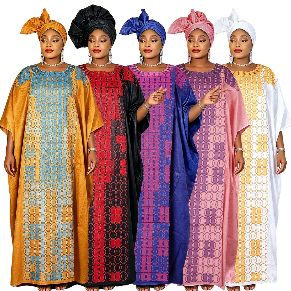African Clothing Dresses Embroidery For Woman Embroidery Design Long Dress with Headtie Traditional Wedding Party Boubou Gown
African Clothing Dresses Embroidery For Woman Embroidery Design Long Dress with Headtie Traditional Wedding Party Boubou Gown