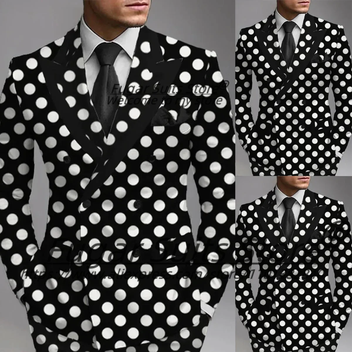 Classic Fit Black Men Coat 2 Pieces Sets Jacket Pants White Point Wedding Tuxedos Slim Peaked Lapel Formal Groom Wear Customized
Classic Fit Black Men Coat 2 Pieces Sets Jacket Pants White Point Wedding Tuxedos Slim Peaked Lapel Formal Groom Wear Customized
