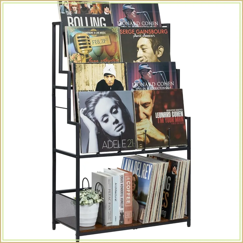 5-Tier Vinyl Record Storage Stand with Display Shelf, Holds 150-280 Albums, Metal Rack for LP, CD, DVD, Magazine, Books
5-Tier Vinyl Record Storage Stand with Display Shelf, Holds 150-280 Albums, Metal Rack for LP, CD, DVD, Magazine, Books