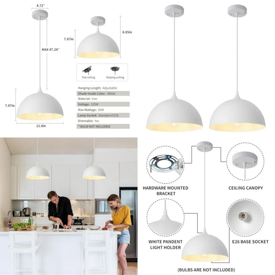 Farmhouse Pendant Light 11.8inches 2 Packs, Kitchen Pendant Lights, Industrial Pendant Light, Pendant Lights Kitchen Island for
Farmhouse Pendant Light 11.8inches 2 Packs, Kitchen Pendant Lights, Industrial Pendant Light, Pendant Lights Kitchen Island for