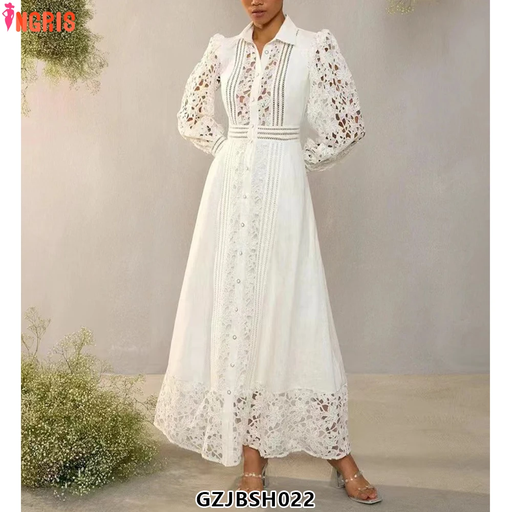 French High-End Long Dresses 2025 Summer Women's Clothing New Lapel Embroidery Hollow Waist Dress Female-GZJBSH022
French High-End Long Dresses 2025 Summer Women's Clothing New Lapel Embroidery Hollow Waist Dress Female-GZJBSH022