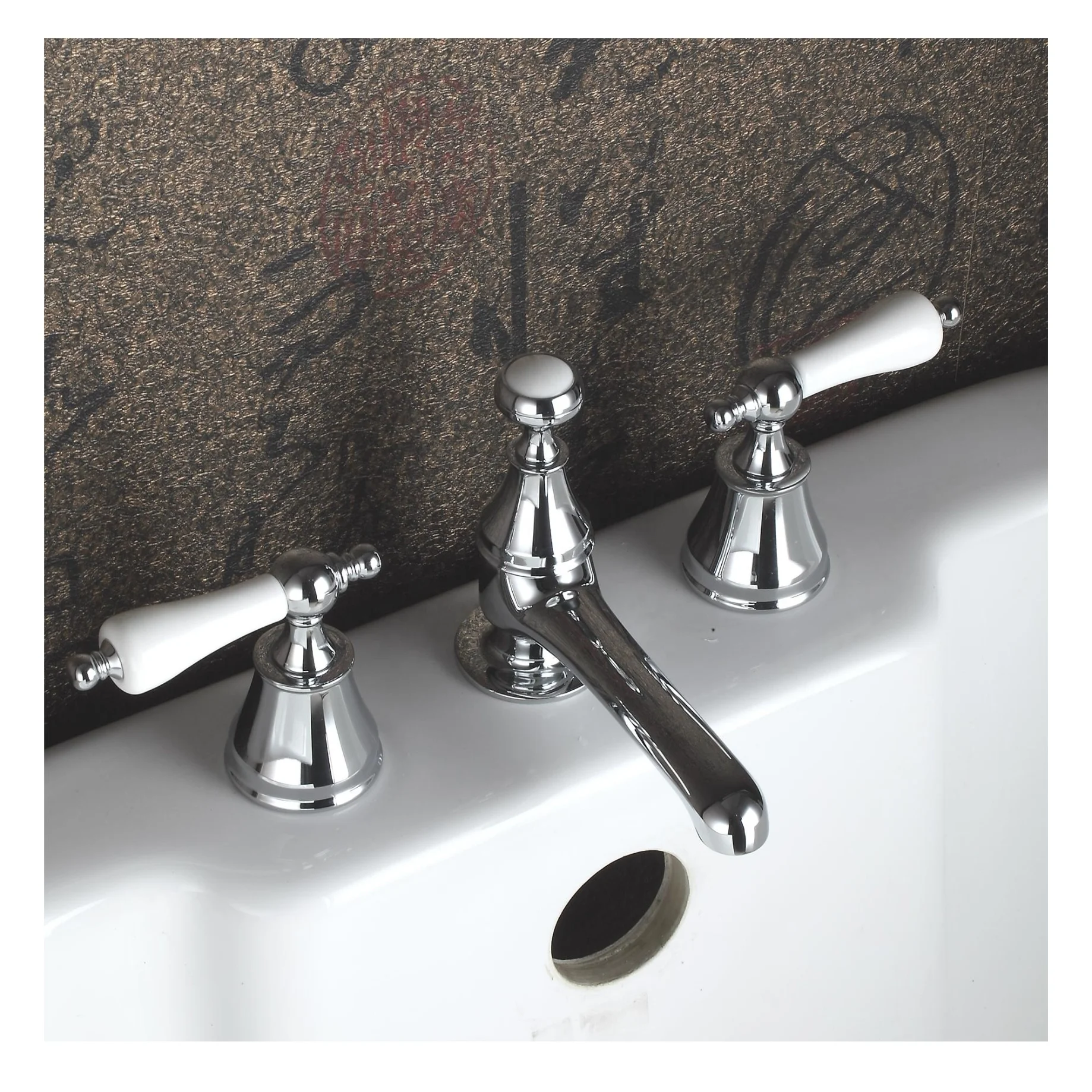Brass Traditional Dual Handle Ceramic Valve Deck Mount 3 Hole Basin Faucet From China
Brass Traditional Dual Handle Ceramic Valve Deck Mount 3 Hole Basin Faucet From China