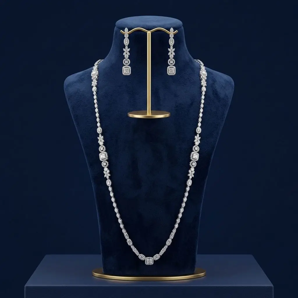 Bride Talk Luxury Long Bridal Jewelry Set Elegant Zircon Geometric Floral Wedding Accessories for Women Sweater Chain 2Pcs
Bride Talk Luxury Long Bridal Jewelry Set Elegant Zircon Geometric Floral Wedding Accessories for Women Sweater Chain 2Pcs