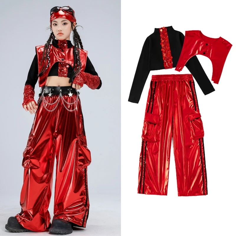 Group Performance K-pop Outfit Red Sequins Top Laser Pants For Girls Jazz Dance Costumes Kids Cool Hip Hop Dance Clothes XS10711
Group Performance K-pop Outfit Red Sequins Top Laser Pants For Girls Jazz Dance Costumes Kids Cool Hip Hop Dance Clothes XS10711