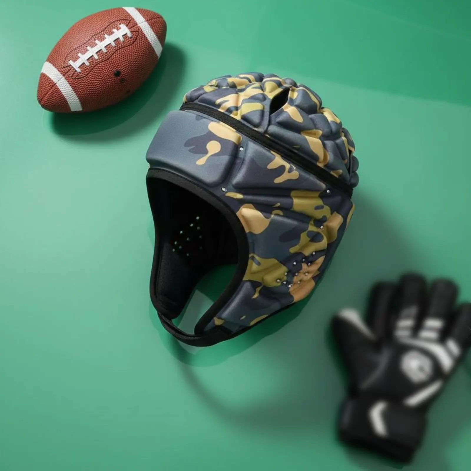 Flexible Cover Sport Helmet Adjustable Fit Soft Sport Helmet the Beautiful Game Goalie Head Protector Three-Dimensional Ear
Flexible Cover Sport Helmet Adjustable Fit Soft Sport Helmet the Beautiful Game Goalie Head Protector Three-Dimensional Ear