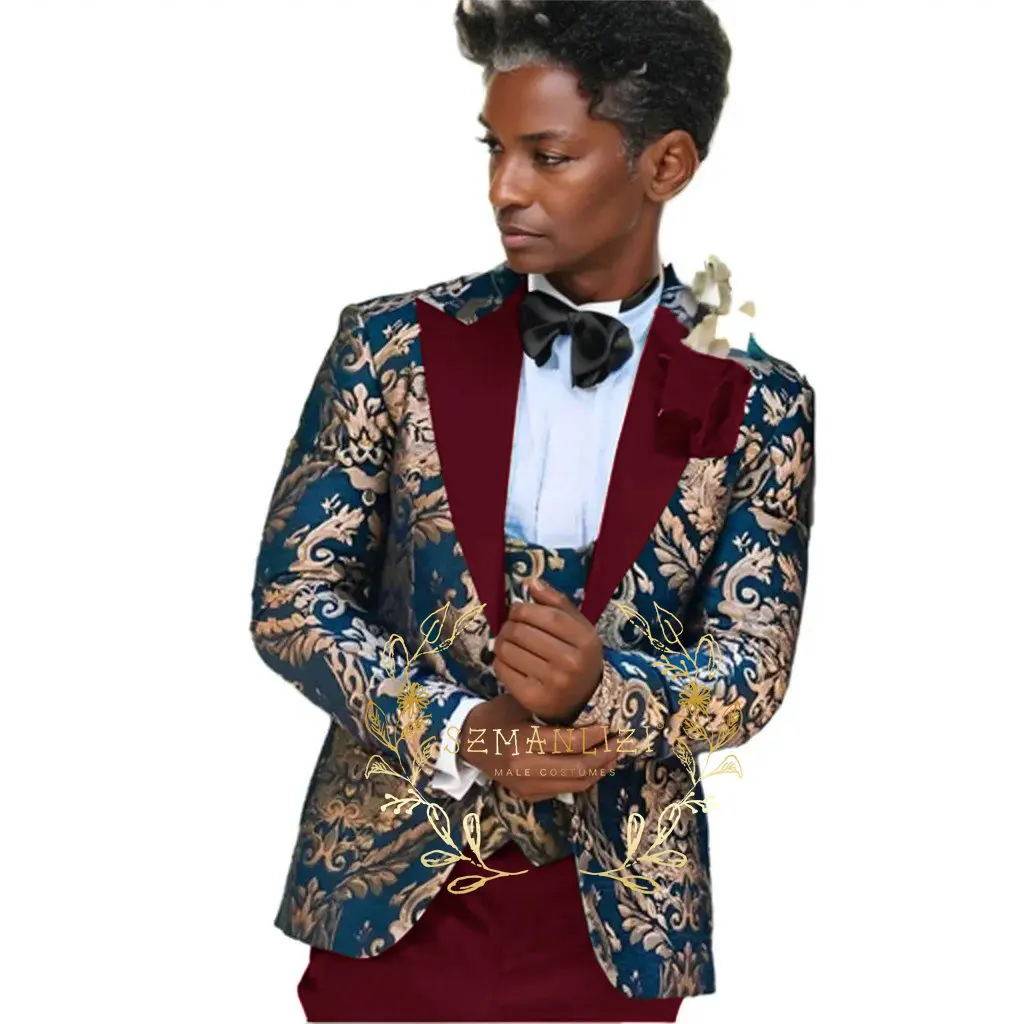 Handsome Suits For Men Navy Blue Gold Floral Costume Homme Mariage 3 Pieces Men Suit Set Tailor Made Formal Tuxedo For Men
Handsome Suits For Men Navy Blue Gold Floral Costume Homme Mariage 3 Pieces Men Suit Set Tailor Made Formal Tuxedo For Men