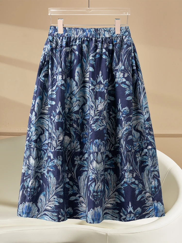 Summer Thin Linen Print Half Skirt Women's High Waist A-Line Midi Flower Bud Skirt Dreamy Elegant Commute Korean Style
Summer Thin Linen Print Half Skirt Women's High Waist A-Line Midi Flower Bud Skirt Dreamy Elegant Commute Korean Style