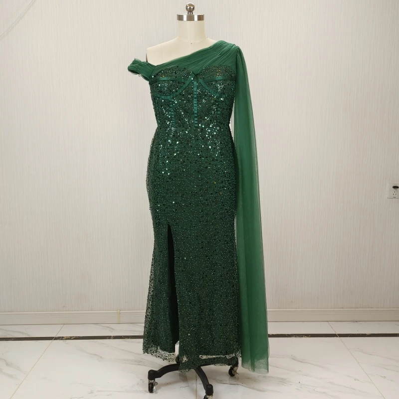 Customized Evening Dress Green Beads Tulle Quality One-shoulder Mermaid Floor-length Plus size Women Party Formal Gown ZP150
Customized Evening Dress Green Beads Tulle Quality One-shoulder Mermaid Floor-length Plus size Women Party Formal Gown ZP150