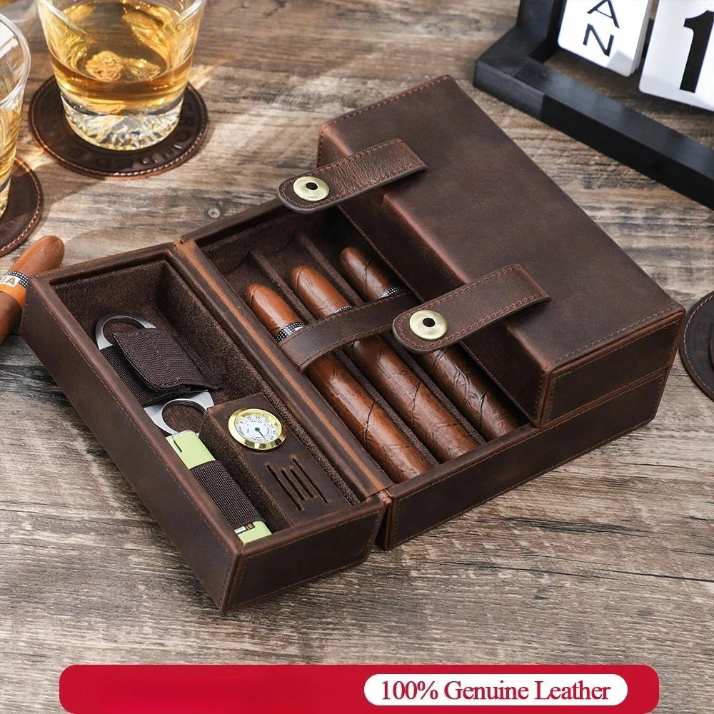Cigar Box Genuine Leather Cow Leather Can Accommodate 7-Pack Cigar Storage Box Multi Functional Retro Portable Travel Humidor
Cigar Box Genuine Leather Cow Leather Can Accommodate 7-Pack Cigar Storage Box Multi Functional Retro Portable Travel Humidor