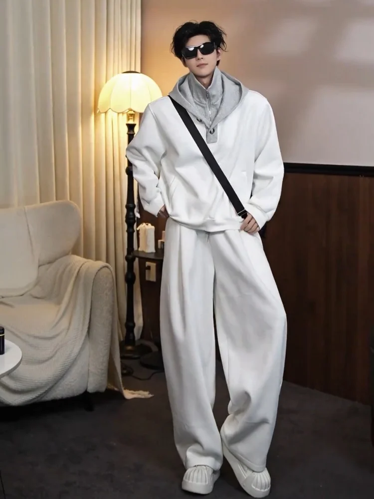Spring 2026 Men's Casual Faion Hoodie Sweatirt And Wide Leg Pants Set Polyester Cotton Blend Long Sve Spring Wear
Spring 2026 Men's Casual Faion Hoodie Sweatirt And Wide Leg Pants Set Polyester Cotton Blend Long Sve Spring Wear