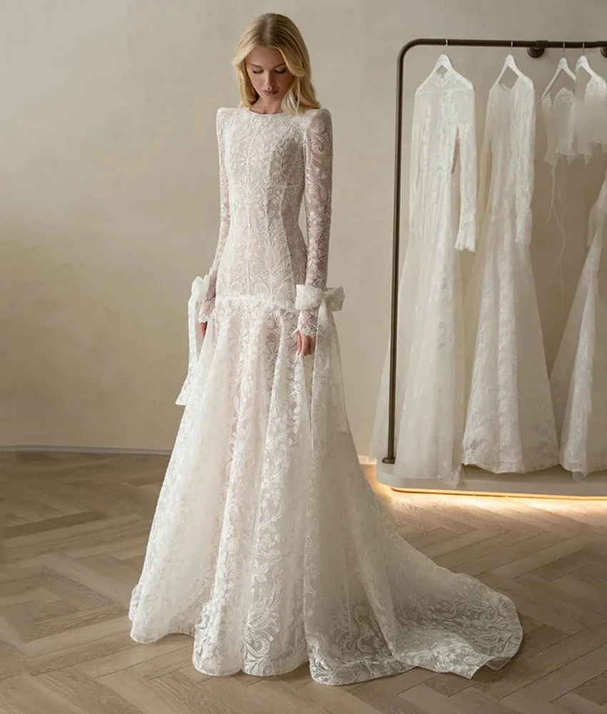 Customized Graceful Lace Mermaid 3D Bow Buttons Evening Dress Delicate O-neck Long Sleeves Floor Length Bespoke Occasion Gowns
Customized Graceful Lace Mermaid 3D Bow Buttons Evening Dress Delicate O-neck Long Sleeves Floor Length Bespoke Occasion Gowns