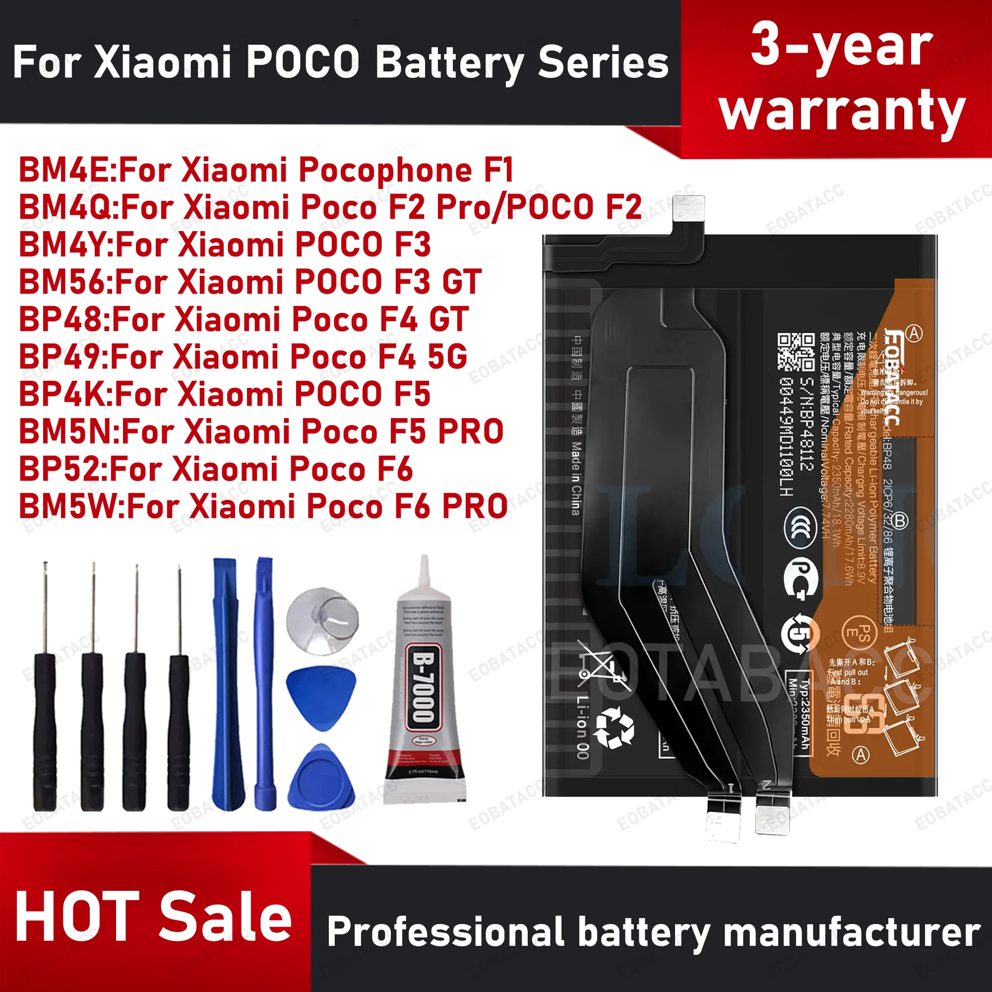 2025 Years New BP4K For Xiaomi Poco F1/F2/F3/F5 PRO/F4 GT/F4 5G/F6 PRO/Poco F5 BP4K BP48 BM5N BM5W Battery Batería+ Free Tools
2025 Years New BP4K For Xiaomi Poco F1/F2/F3/F5 PRO/F4 GT/F4 5G/F6 PRO/Poco F5 BP4K BP48 BM5N BM5W Battery Batería+ Free Tools