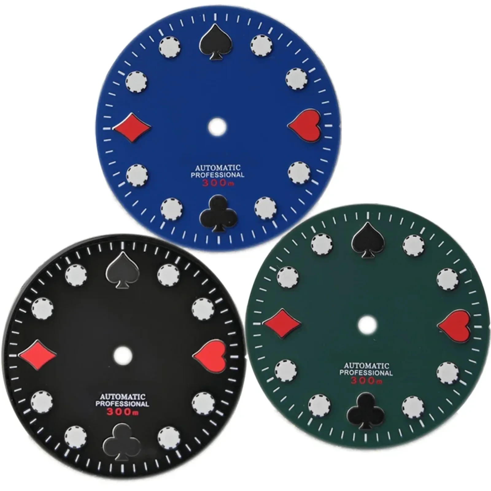 28.5mm Poker Watch Dial with Green Luminous for NH35 NH36 Movement Watches Face Black/Green/Blue Dials
28.5mm Poker Watch Dial with Green Luminous for NH35 NH36 Movement Watches Face Black/Green/Blue Dials