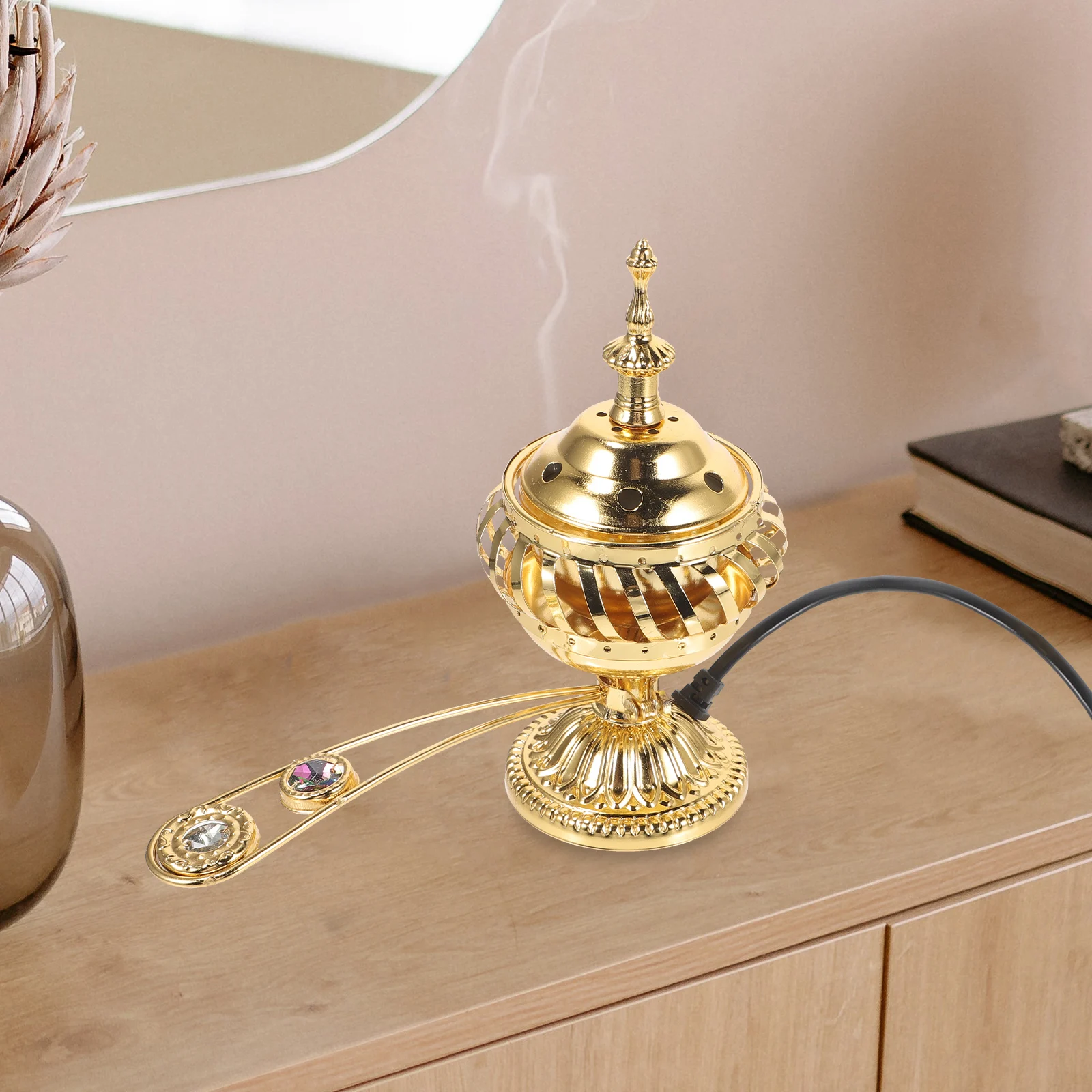 Electronic Incense Burner Metal Antiquing Desktop Censer Holder Eu Plug Vintage Aromatic Burner for Home Decoration
Electronic Incense Burner Metal Antiquing Desktop Censer Holder Eu Plug Vintage Aromatic Burner for Home Decoration