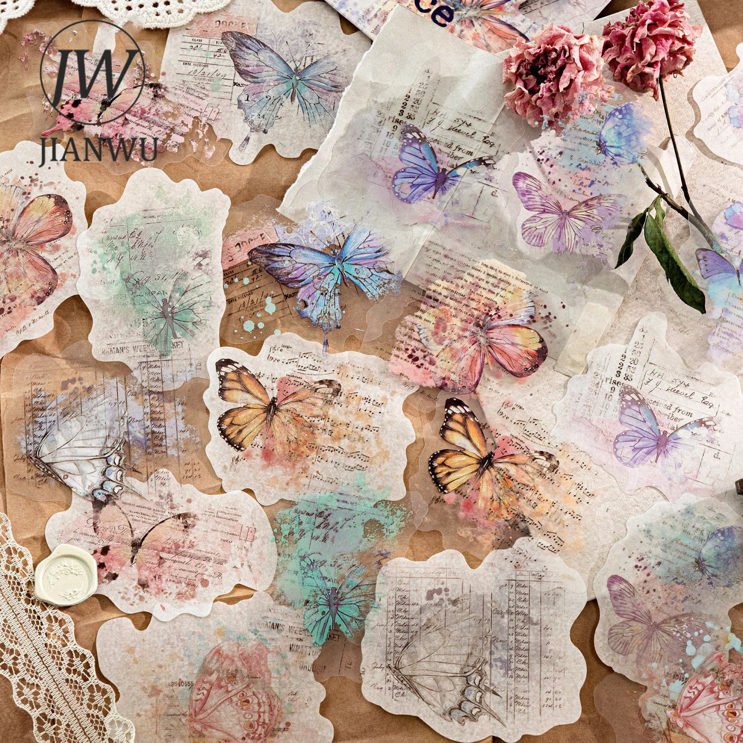 JIANWU Smudging Ink Trace Series Vintage Lace Butterfly Smudge Landscape Material Collage Sticker Creative Journal Stationery
JIANWU Smudging Ink Trace Series Vintage Lace Butterfly Smudge Landscape Material Collage Sticker Creative Journal Stationery