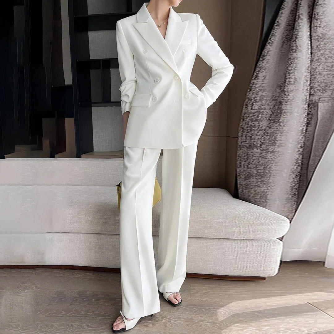 Women Suit 2 Pieces White Double Button With Lapel Solid For Wedding Banquet Party Business Work Office Set Blazer And Pants
Women Suit 2 Pieces White Double Button With Lapel Solid For Wedding Banquet Party Business Work Office Set Blazer And Pants